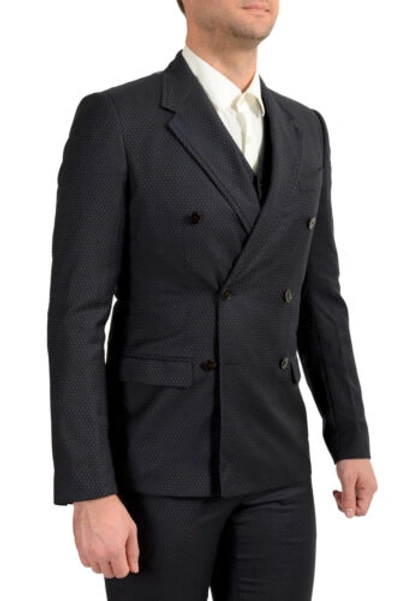 Pre-owned Dolce & Gabbana Men's 100% Wool Double Breasted Three Piece Suit Us 36r It 46r In Gray