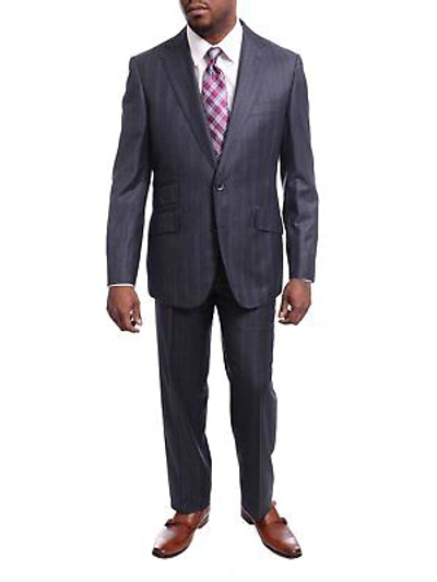 Pre-owned Robert Graham Mens Gray Striped Wool Cashmere Slim Fit 2 Button Suit In ["gray"]