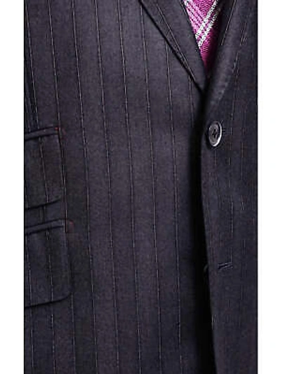 Pre-owned Robert Graham Mens Gray Striped Wool Cashmere Slim Fit 2 Button Suit In ["gray"]