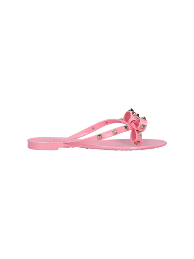 Shop Valentino Thong Sandals "rockstud" In Pink