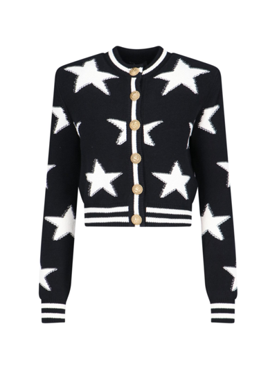 Shop Balmain Star Cardigan In Black  