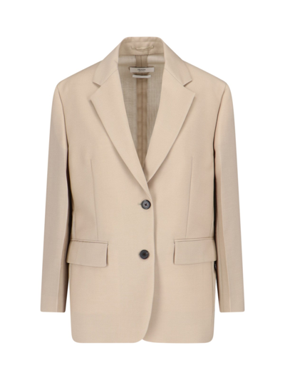 Shop Prada Single-breasted Blazer In Beige