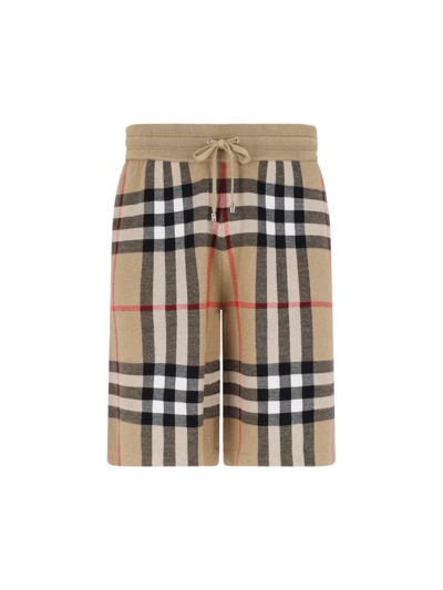 Shop Burberry Check Shorts In Beige