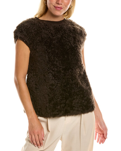 Shop Brunello Cucinelli Silk-lined Shearling Top