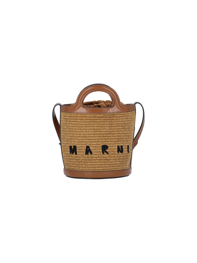 Shop Marni Bucket Bag 'tropicalia' In Brown
