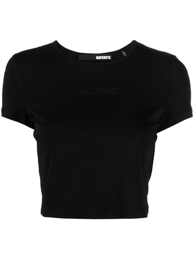Shop Rotate Birger Christensen Cropped T-shirt In Black  
