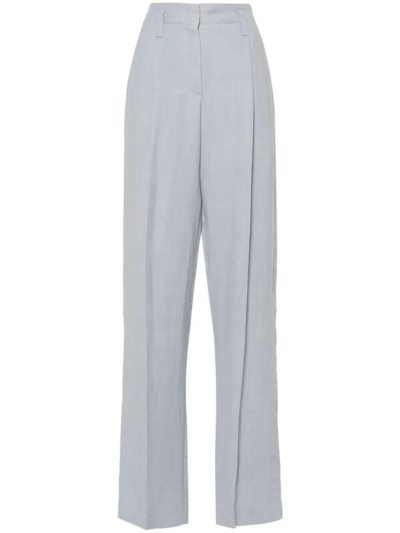 Shop Brunello Cucinelli Wide Leg Pants In Blue