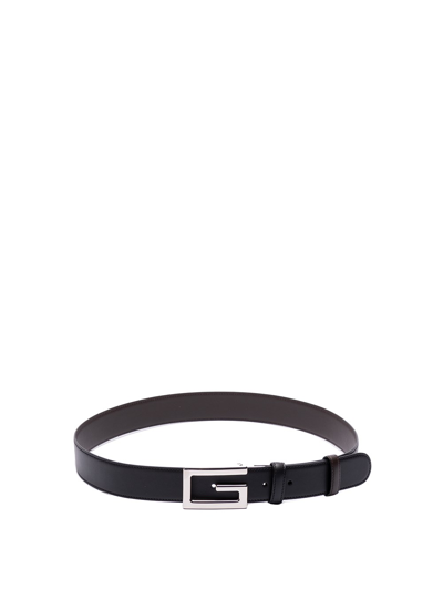 Shop Gucci Reversible Belt With `square G` Buckle In Black  