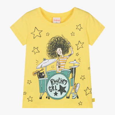 Shop Boboli Girls Yellow Cotton T-shirt