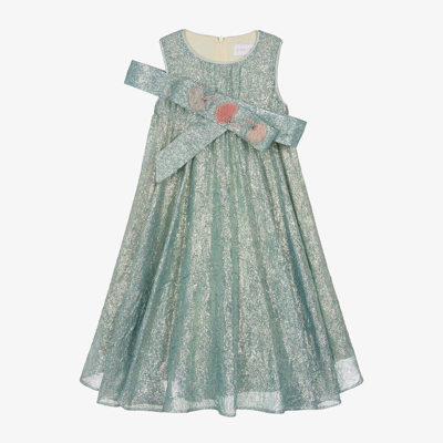 Shop Eirene Girls Blue Sleeveless Shimmer Dress