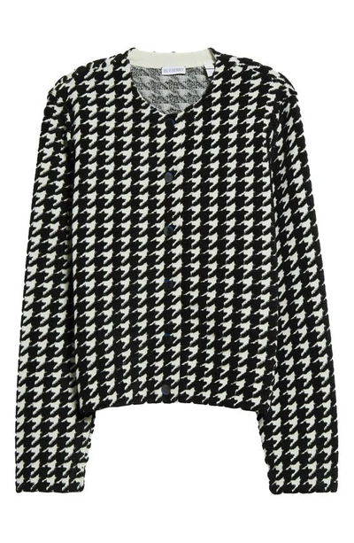 Shop Burberry Houndstooth Cardigan In Black Ip Pattern