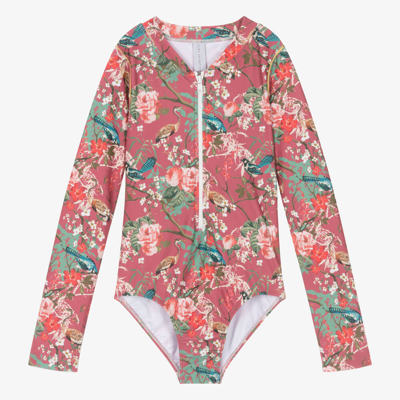 Shop Olga Valentine Teen Girls Pink Floral Swimsuit (upf50+)