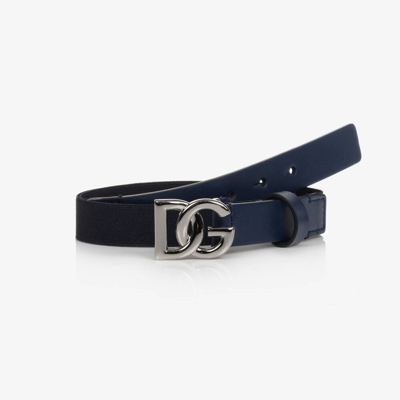 Shop Dolce & Gabbana Boys Blue Dg Elasticated Belt