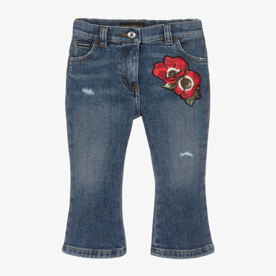 Shop Dolce & Gabbana Girls Blue Denim Poppy Jeans