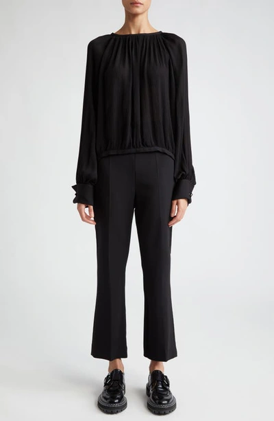 Max Mara Narvel Gathered Button-back Silk Blouse In Black