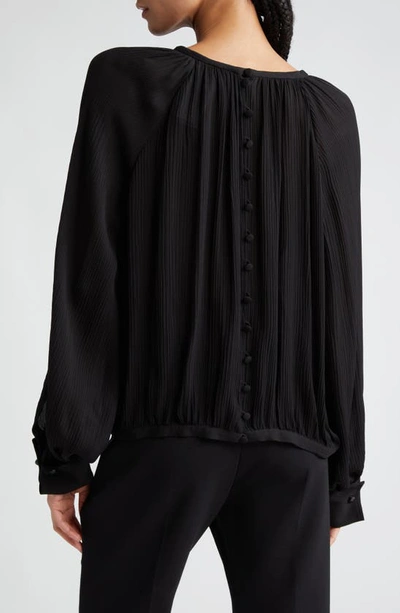Max Mara Narvel Gathered Button-back Silk Blouse In Black