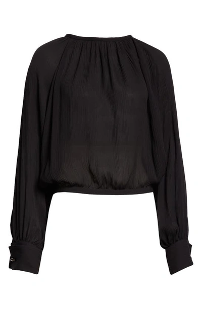 Shop Max Mara Narvel Draped Silk Top In Black