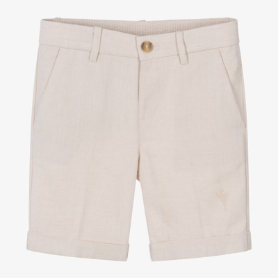 Shop Mayoral Boys Beige Cotton & Linen Shorts