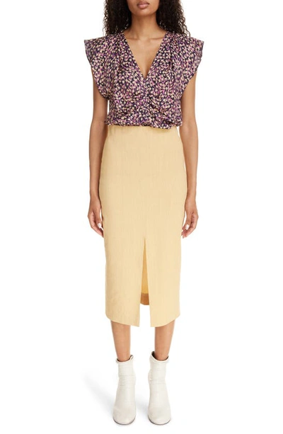 Shop Isabel Marant Mills Hemp Blend Pencil Skirt In Straw