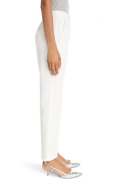 Shop Isabel Marant Nolena Pleated Hemp Blend Slim Ankle Trousers In White