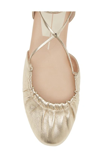Shop Dolce Vita Cancun Ankle Tie Flat In Light Gold Metallic Leather