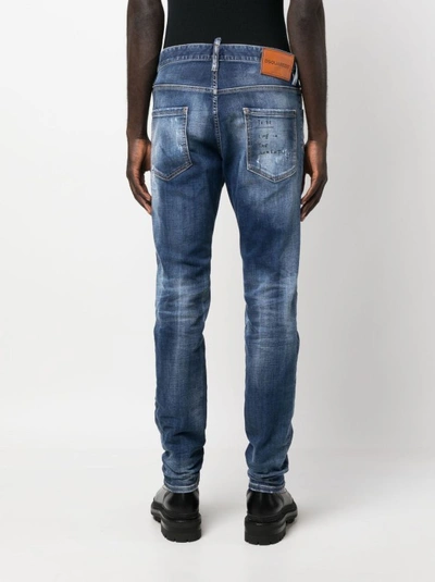 Shop Dsquared2 Slim Distressed Jeans In Grey