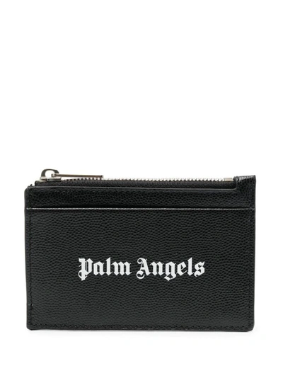 Shop Palm Angels Gothic Logo Print Card Holder In Black