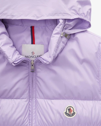 Shop Moncler Cerces Purple Sleeveless Down Jacket In Grey