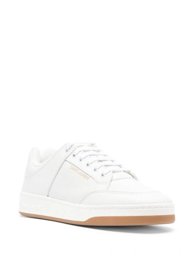 Shop Saint Laurent Leather Sneakers With Perforations In White
