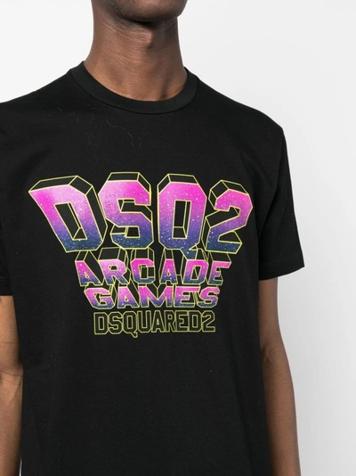 Shop Dsquared2 Cotton T-shirt With Graphic Print In Black