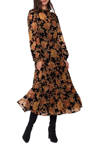 Shop Lost + Wander Cabin Hideaway Long Sleeve Velvet Maxi Dress In Black Floral