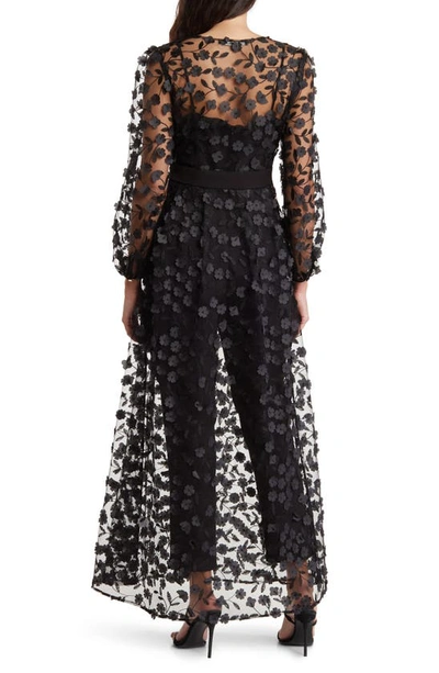 Julia Jordan 3d Embroidered Jumpsuit In Black