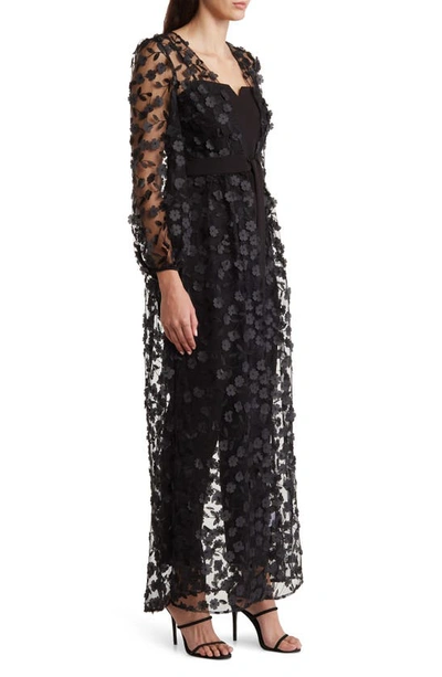 Julia Jordan 3d Embroidered Jumpsuit In Black