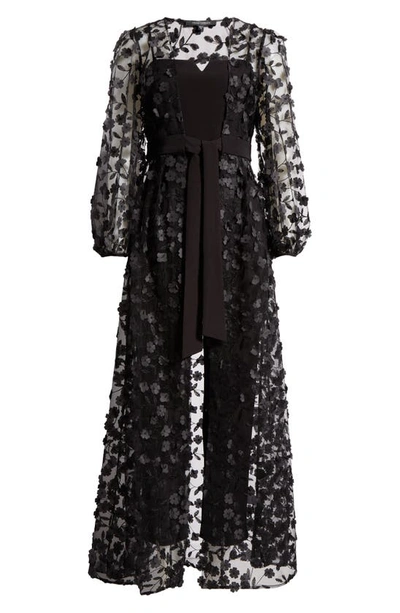 Julia Jordan 3d Embroidered Jumpsuit In Black