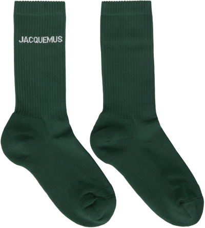 Shop Jacquemus Green 'les Chaussettes ' Socks In 590 Dark Green