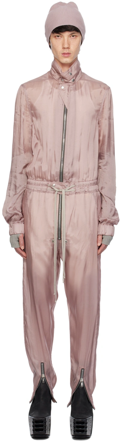 Shop Rick Owens Pink Flightsuit Jumpsuit In 63 Dusty Pink