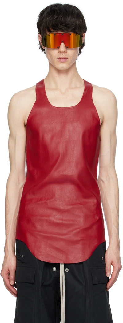 Shop Rick Owens Red Scoop Neck Tank Top In 03 Cardinal Red