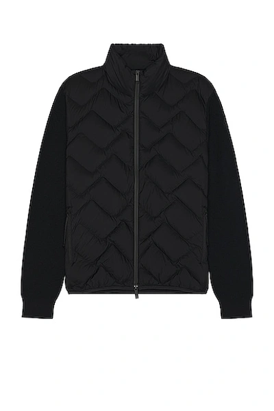 Shop Moncler Zip Sweater Cardigan In Black