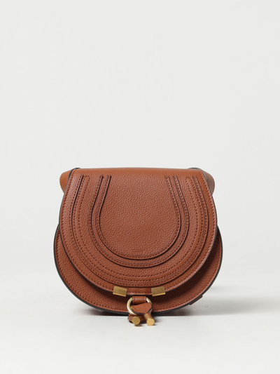 Shop Chloé Marcie  Bag In Grained Leather In Brown