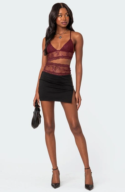 Shop Edikted Side Zip Slit Miniskirt In Black