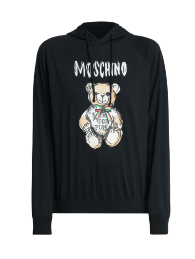 Shop Moschino Women's Archive Teddy Bear Graphic Hoodie In Fantasy Print Black