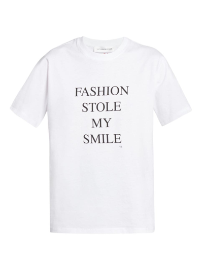 Shop Victoria Beckham Women's Fashion Stole My Smile Cotton T-shirt In White Fashion Stole My Smile