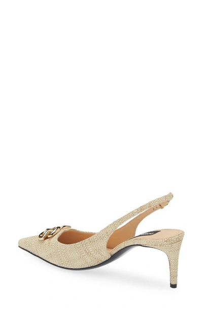 Dolce & Gabbana Raffia Dg Medallion Slingback Pumps In Light Raffia