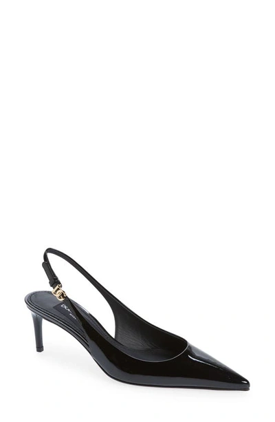 Dolce & Gabbana Tortoiseshell-print Patent Leather Slingbacks In Black