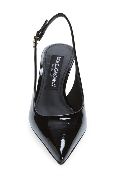 Dolce & Gabbana Tortoiseshell-print Patent Leather Slingbacks In Black