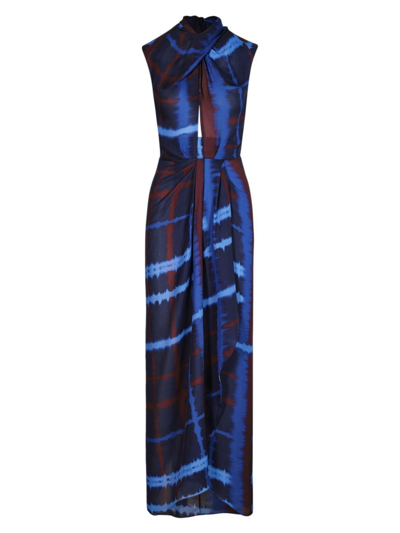 Shop Johanna Ortiz Women's Inspiring Vistas Maxi Dress In Tartan Cobalt Wine