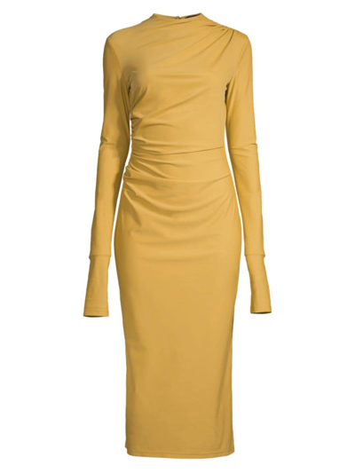 Shop Undra Celeste Women's Ruched Midi-dress In Marigold