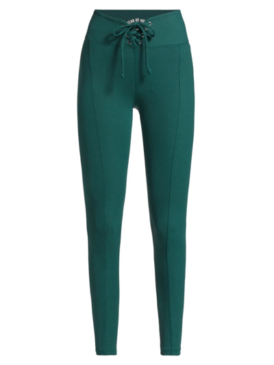Shop Year Of Ours Women's Ribbed Football Legging In Deep Teal
