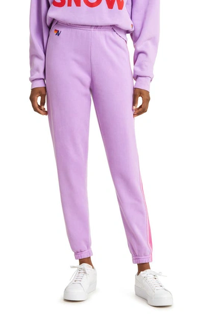 Aviator Nation 5 Stripe Women's Sweatpants Neon Pink/Neon Rainbow