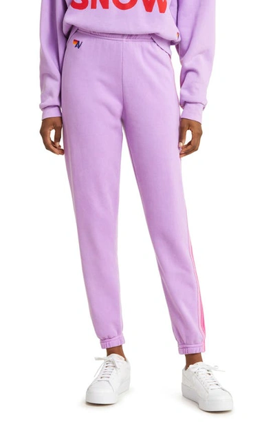 Shop Aviator Nation Stripe Sweatpants In Neon Purple/ Pink